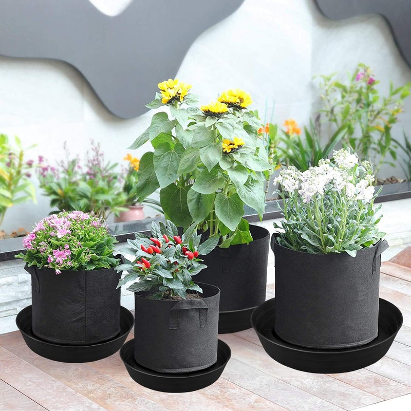 LWALRS Plant Saucer 10 12 14 16 18 20 25 Inch Extra-Deep Plant Trays for Flower Pot, Heavy Drainage Tray for Indoors No Holes, 4 Pack of Plastic Plant saucers Water Catcher for Pots Base (10 Inch, Black) - Image 5